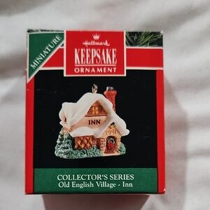 Vintage 91' Hallmark Keepsake Ornament - Old English Village Inn with Snowy Roof